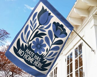 Hate Has No Home Here Garden Flag, Resist Subtle Anti Floral House Flag Retro Liberal Subtle Democrat Flag, FDT Minimalist Decor G5M506