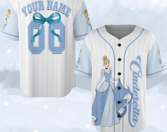 Camiseta de béisbol personalizada de la Princesa Cenicienta, con nombre y número personalizados, para niños, jóvenes y adultos, G5SG22-5