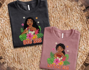 Moana Big Sis Simea Little Sis Shirt, Disney Moana Movie 2024 T-shirt, Disneyland Family Trip, WDW Sisters Matching Outfits D2IE23