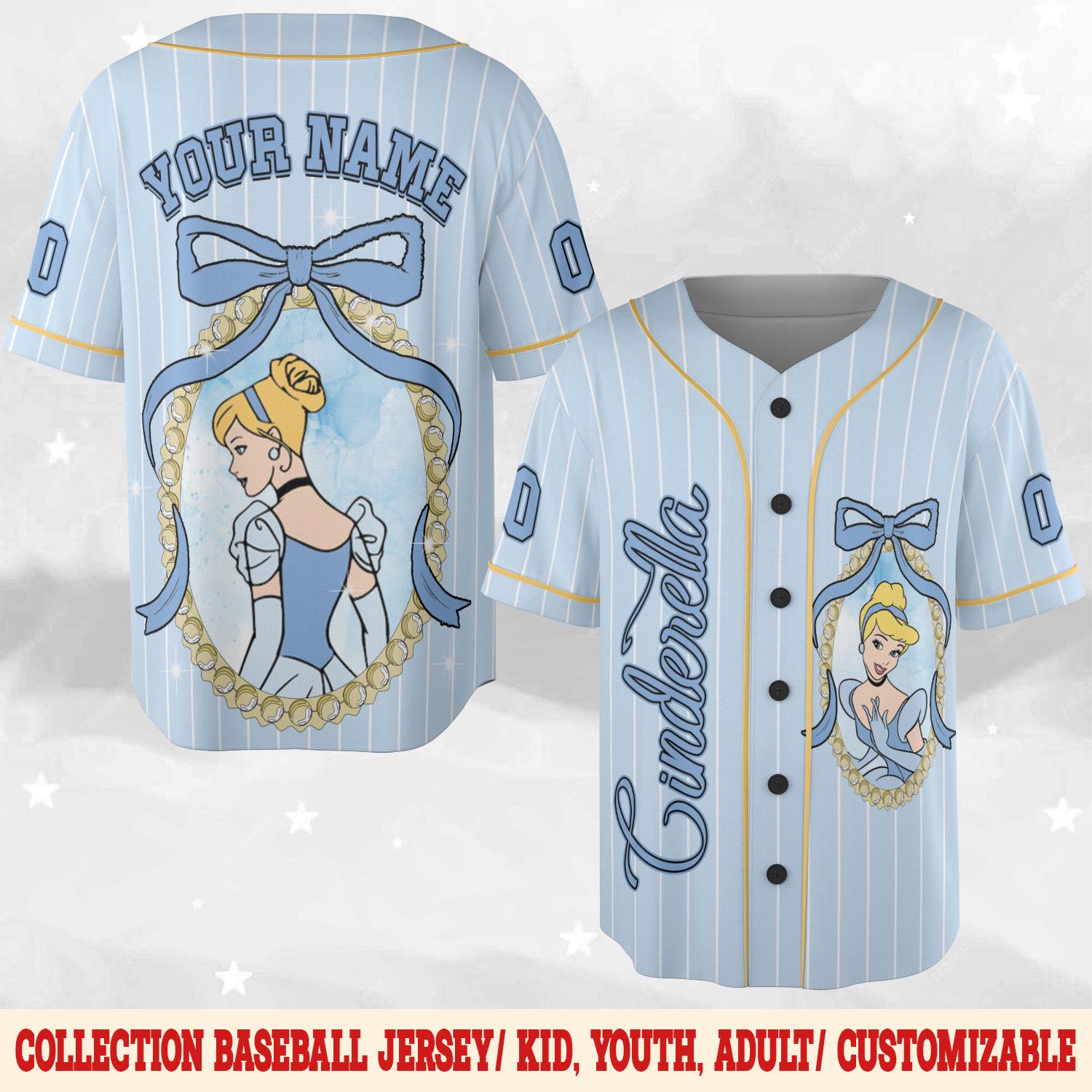 Discover Custom Disney Princess Cinde Jersey, Disney Game Day Kid Adult Baseball Jersey, Gift for Baseball Fan, Disney Princess Matching