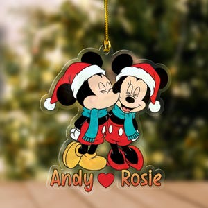 Personalized Mickey Minnie Couple Ornament,Disney Wedding Our First Christmas As Mr And Mrs Ornament,Anniversary Family Xmas Keepsake C1IW49