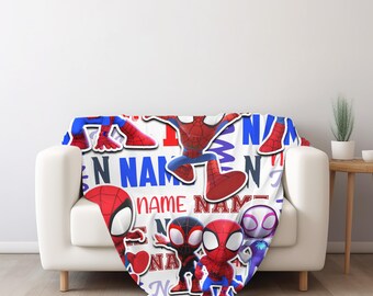 Personalized Name Blanket, Spider Man Friends Blanket, Super Hero Blanket, Custom Hero Name Blanket, Superhero Baby Blanket BYKJ07
