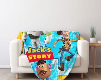 Personalized Toy Story Blanket, Custom Name Woody Buzz Lightyear Jessie Toy Story Blanket, Toy Story Blanket Gift For Boy Or Girl BZCK19