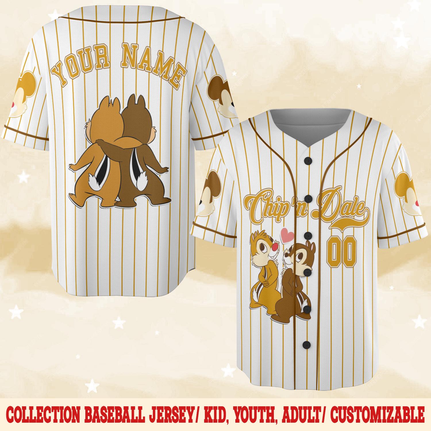 Discover Personalized Chip And Dale Baseball Jersey, Disney Character Shirt, Custom Kids Shirt, Adult Disney Jersey Outfit, Gift For BFF Couple