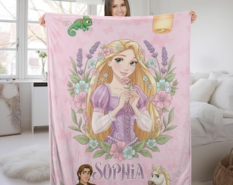 Personalized Tangled Rapunzel Blanket, Watercolor Disney Princess Blanket, Rapunzel Go Live Your Dream, Disney Birthday Girl Gifts NGVK07