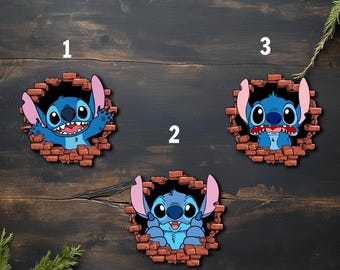 Curious Stitch Peeker Peeking Sticker Car Decals Waterproof Weatherproof Vinyl Laptop Decals Classic Characters Lilo and Stitch D2KP20