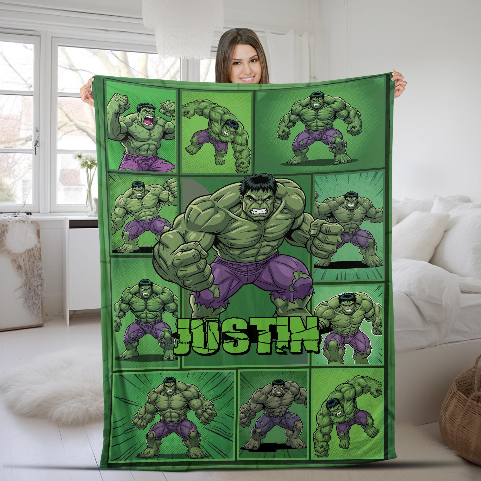 Discover The Incredible Hulk Blanket, Custom Kids Blanket, Hulk Fleece Sherpa Blanket, Marvel Incredible Hulk Blanket, Gift For Him