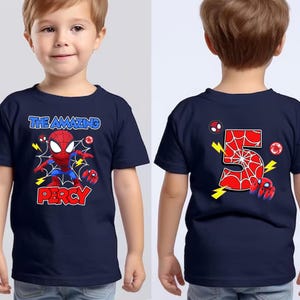 Custom Spiderman Birthday Boy Shirt, Family Birthday Shirt, Custom Age Birthday Shirt, Spider Web Shirt, Custom Birthday Shirt NGRT08