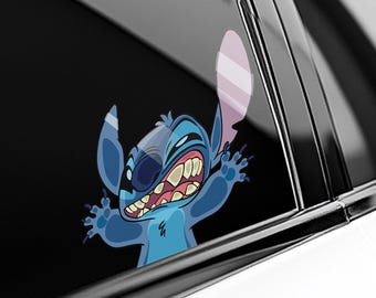 Funny Stitch Peeker Sticker, Cute Disney Decal for Laptop, Car Window, Water Bottle, Lilo and Stitch Vinyl Sticker NGRS06-2