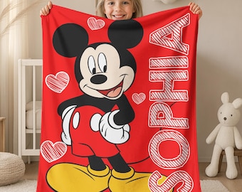 Personalized Disneyland Mickey Mouse Blanket, Blanket Mickey Mouse Birthday Gifts Disneyland Mickey Minnie Christmas Gift Blanket C1JW13