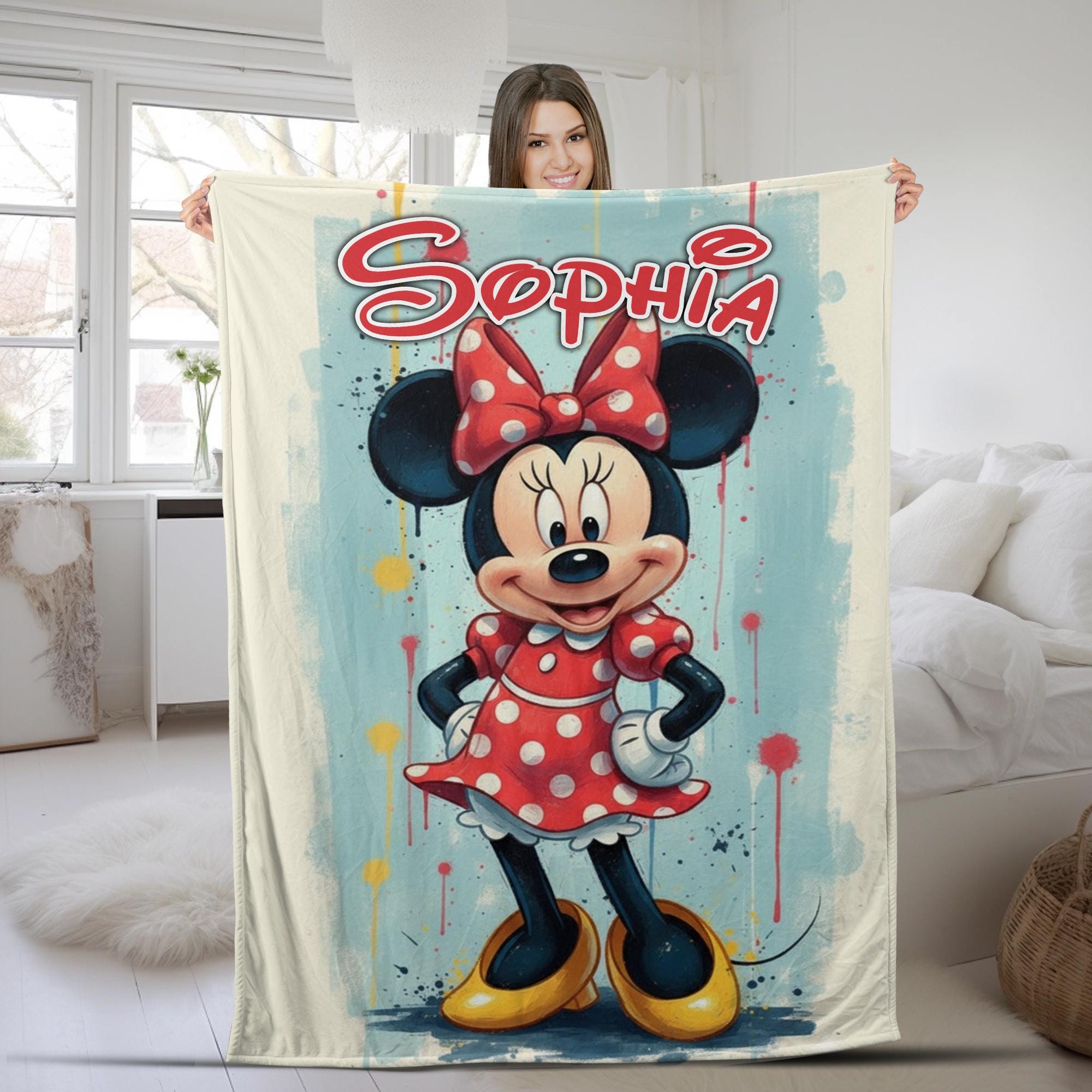 Discover Personalized Minnie Mouse Blanket, Custom Name Disney Minnie Blanket, Disney Minnie Birthday Gifts, Kids Name Blanket, Baby Gift