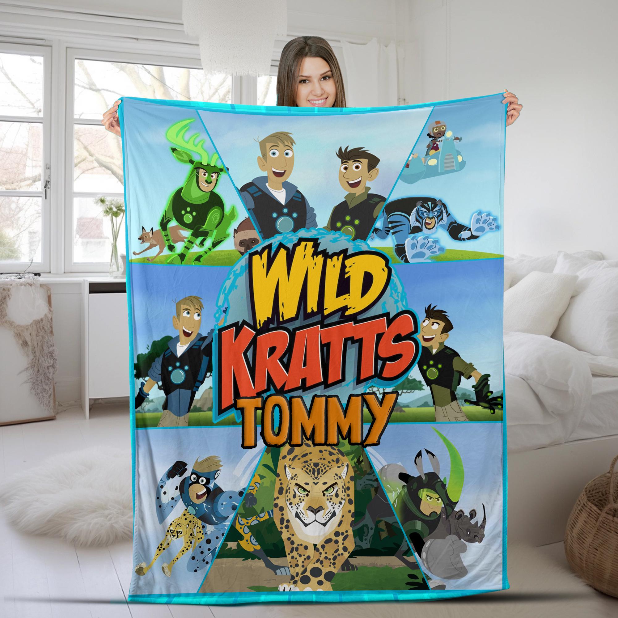 Discover Personalized Wild Kratts Fleece Blanket | Kratt Brothers Blanket | Wild Kratts Cartoon Throw Blanket for Bed Couch Sofa