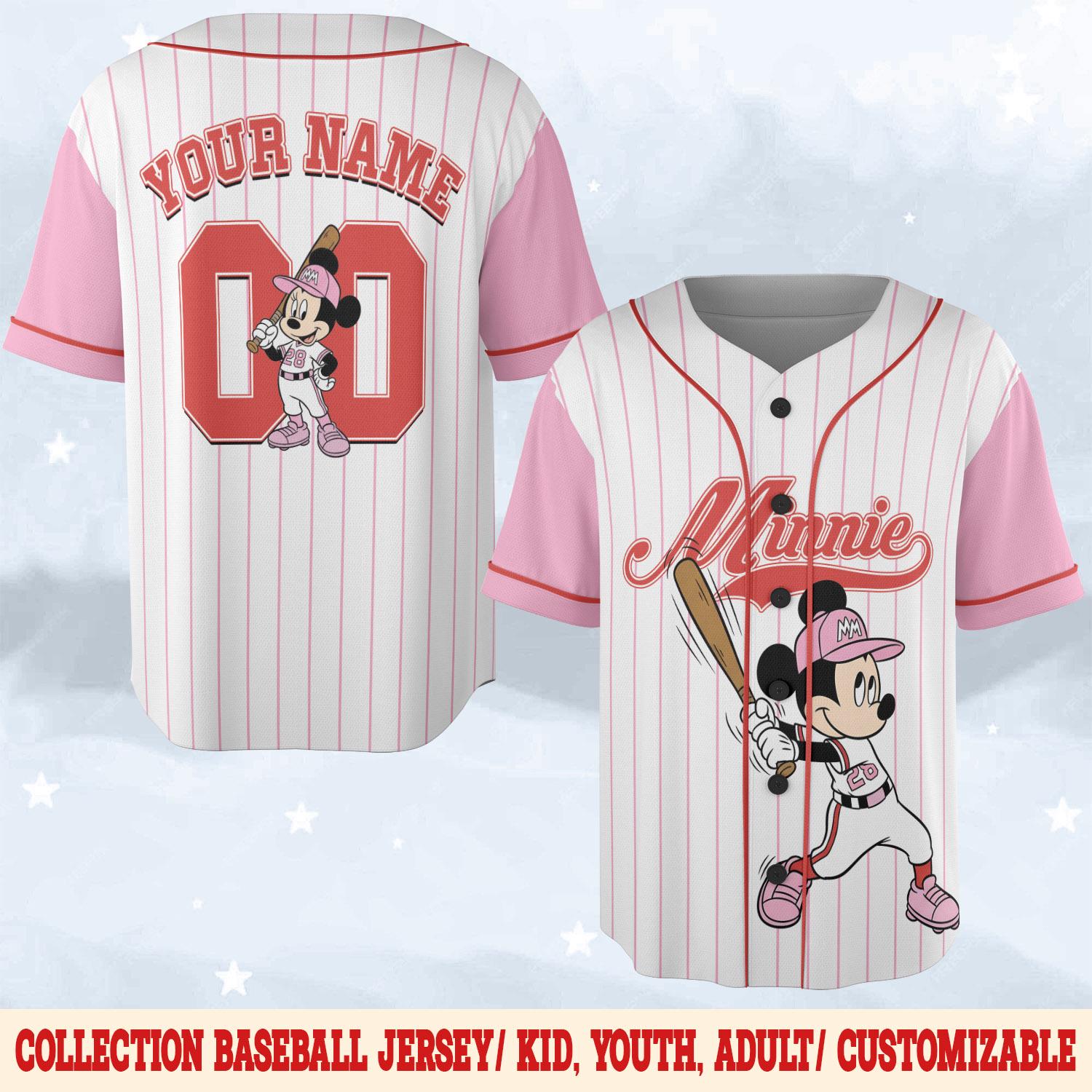 Discover Custom Minnie Mouse Baseball Jersey, Disneyland Jersey, Baseball Team, Mickey Mouse Birthday, Gift for Disney Fans