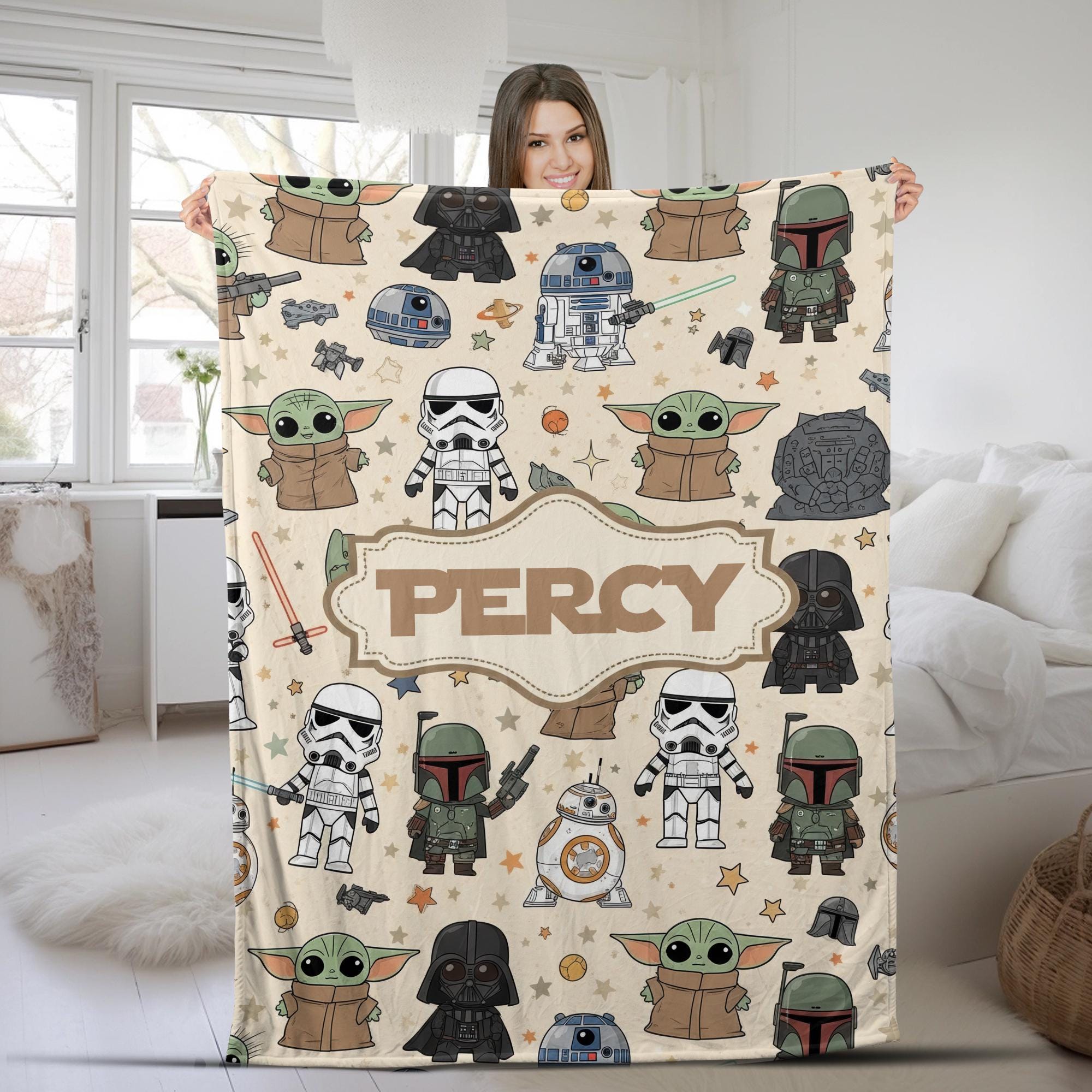Discover Personalized Star Wars Characters Blanket, Custom Name Blanket, Disney Star Wars Blanket, Baby Shower Gift, Birthday Gift