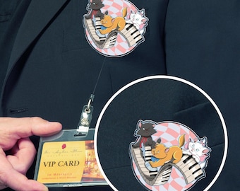 Aristocats Badge Reel, Cute Cat Cartoon ID Holder, Elegant Disney Inspired Badge Reel JCUQ05