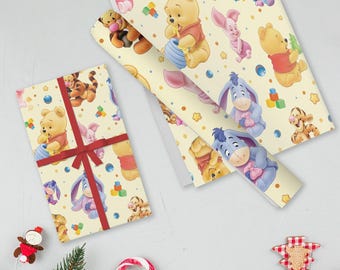 Baby Pooh Wrapping Paper, Baby Classic Winnie the Pooh and Friends Theme, Gift Wrap, Baby Shower, Birthday, Party Supplies D2MX40