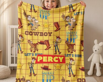 Custom Disney Toy Story blanket,Woody Buzz Lightyear Blanket, Disney Toy Story blanket, Birthday Boy Girl gift blanket,Sherpa Blanket G5PZ36