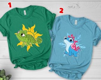 Disney Tangled Pascal Lantern Sun And Frozen Bruni Snow T-Shirt,Disney Friends Matching T-shirt,Magic Kingdom Disneyland Couple Shirt G5PB09