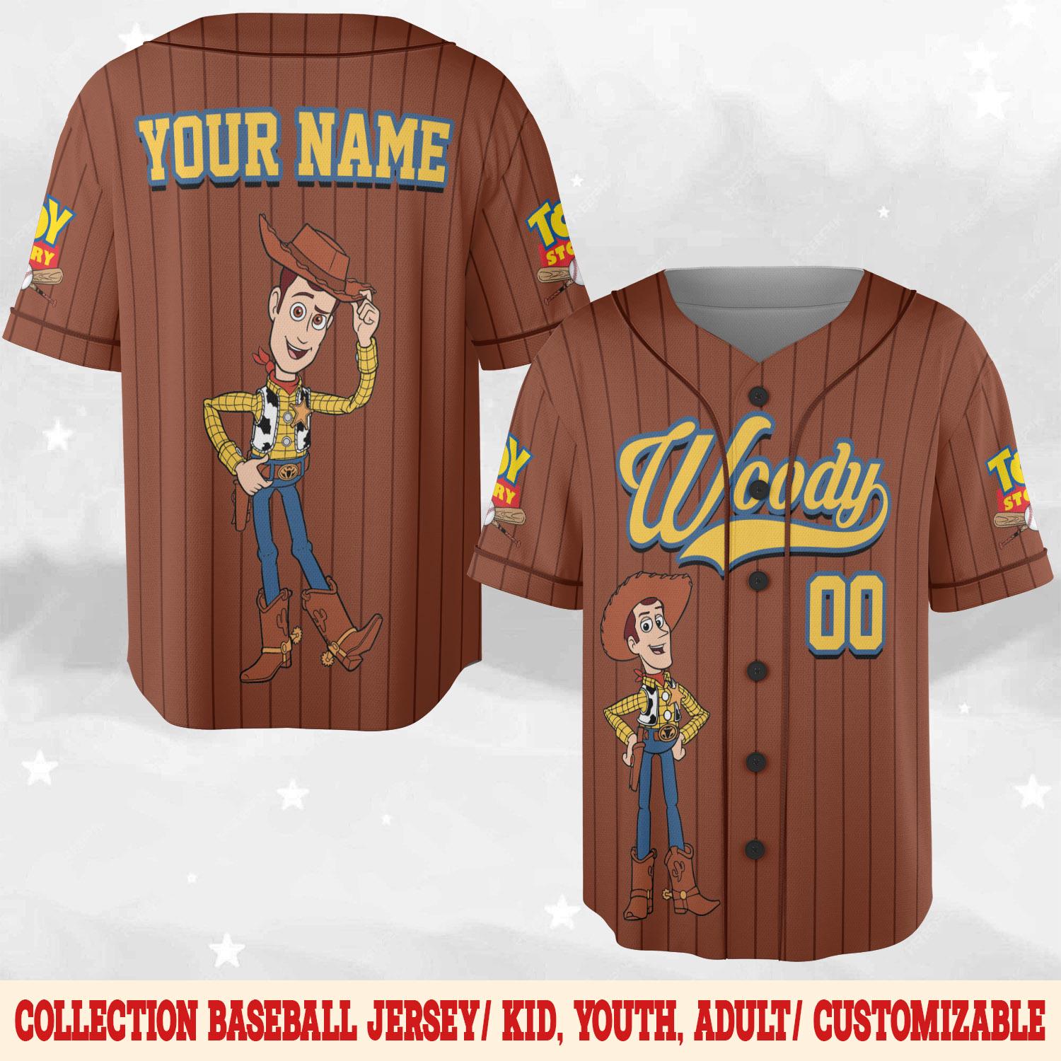 Discover Custom Woody Toy Story Baseball Jersey, Personalized Disney Jersey for Kids & Adults, Vintage Team Outfit for Disney Fans