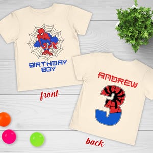 Custom Spiderman Birthday Boy Shirt, Family Birthday Shirt,Custom Age Birthday Shirt,Spider Web Shirt,Birthday Shirt,Spider Shirt BZFM01