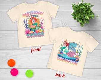 Custom Little Mermaid Birthday Shirt, Disney Birthday Girl Shirt, Ariel Birthday Shirt, Disney Princess Shirt, Mermaid Themed G5MT04