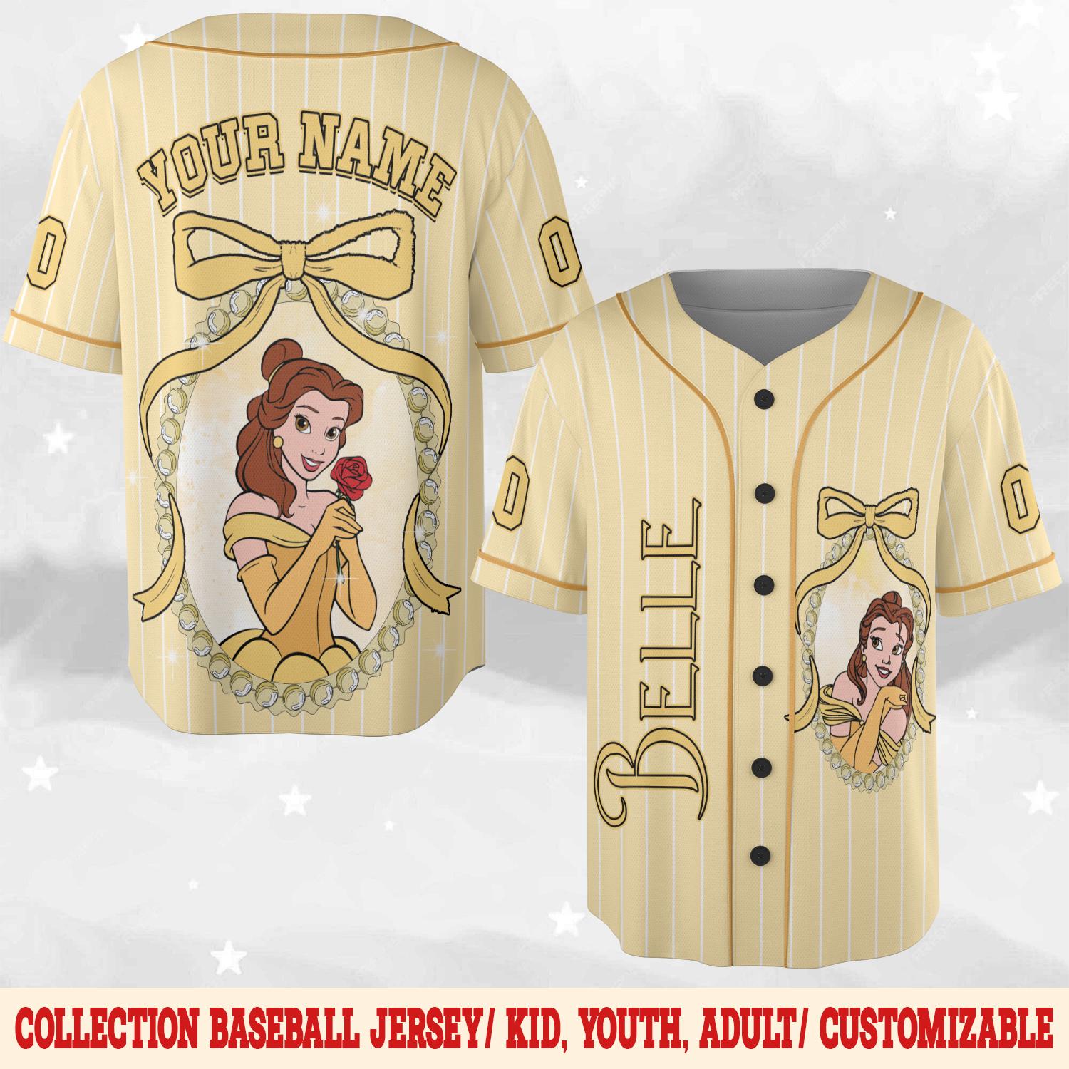 Discover Custom Disney Princess Bella Jersey, Disney Game Day Kid Adult Baseball Jersey, Gift for Baseball Fan,Disney Princess Matching