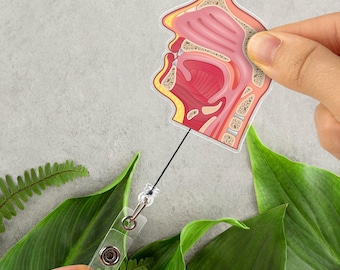 Larynx Badge Reel, Speech language pathologist, SLP badge reel, Anatomical badge reel, floral resin badge reel D2OK15