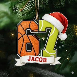Funny Six Seven 67 Sports Ornament, Personalized Sport Ornament,Funny Teenager Christmas Gifts, Sports Lover B-21112505