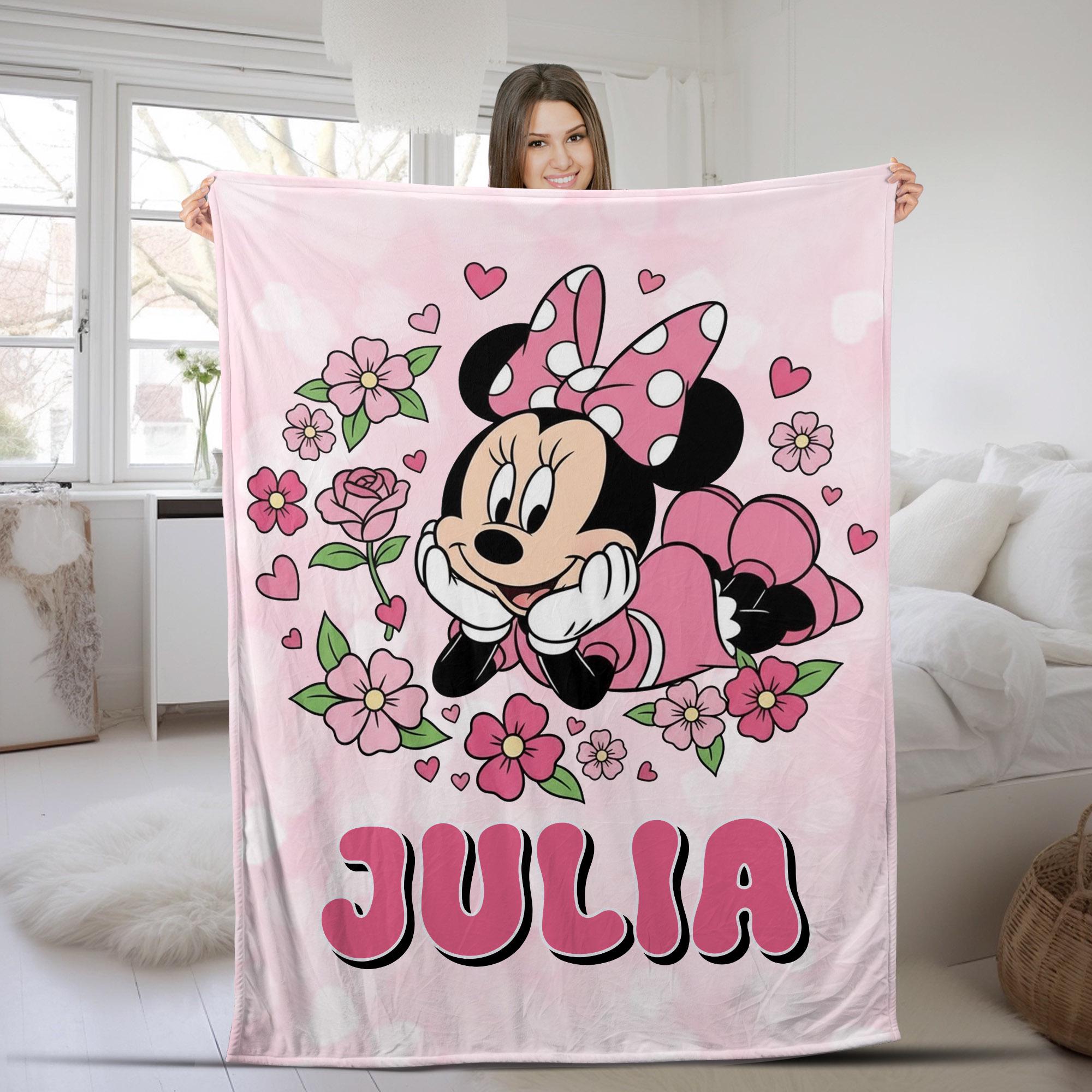 Discover Personalized Minnie Blanket, Minnie Blanket, Mickey Minnie Mouse Custom Name Blanket, Birthday Kid Gift, Christmas Gift, Baby Blanket