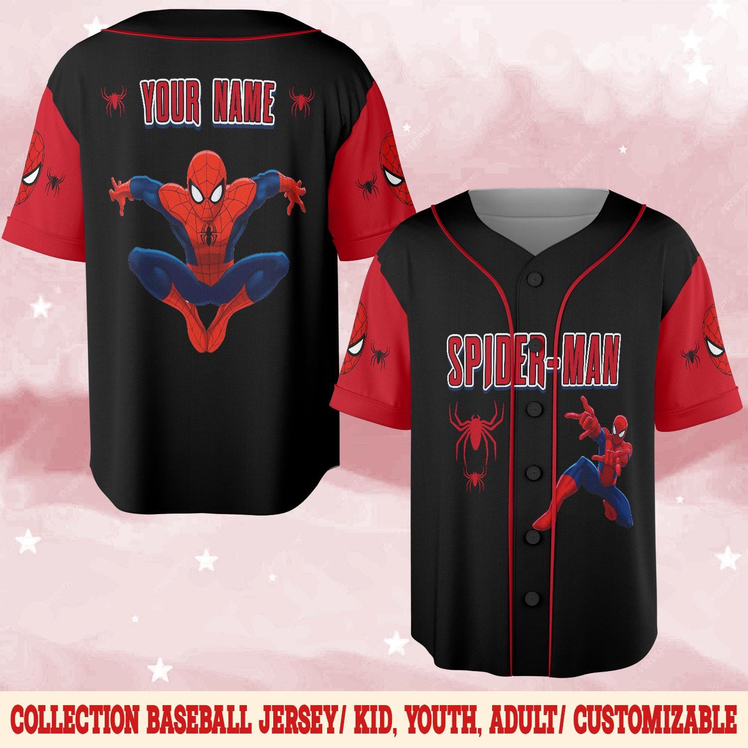 Discover Personalized Spider-Man Baseball Jersey, Custom Disney Spidey Shirt for Kids Youth Adults, Spider Man Birthday Family Baseball Tee