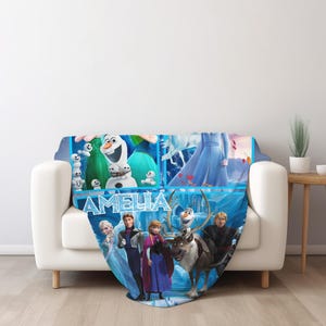 Personalized Disney Frozen Blanket, Custom Name Disney Blanket, Princess Elsa Blanket, Disney Birthday Girl Gift, Kids Disney Blanket BZCK20