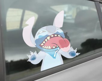 Cute Stitch Peeking Sticker, Funny Lilo & Stitch Peeker Decal, Waterproof Vinyl Sticker for Laptops Cars, Disney JCNU07