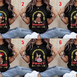 Retro Trendy Curious George Shirt, Custom Curious George Boy Tee, Curious George Family Group Shirt, Custom Birthday Matching JCOS09