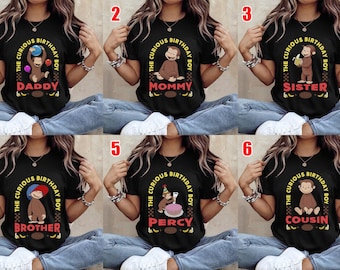 Retro Trendy Curious George Shirt, Custom Curious George Boy Tee, Curious George Family Group Shirt, Custom Birthday Matching JCOS09