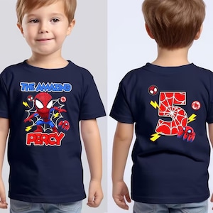 Custom Spiderman Birthday Boy Shirt, Family Birthday Shirt, Custom Age Birthday Shirt, Spider Web Shirt, Custom Birthday Shirt NGRT08