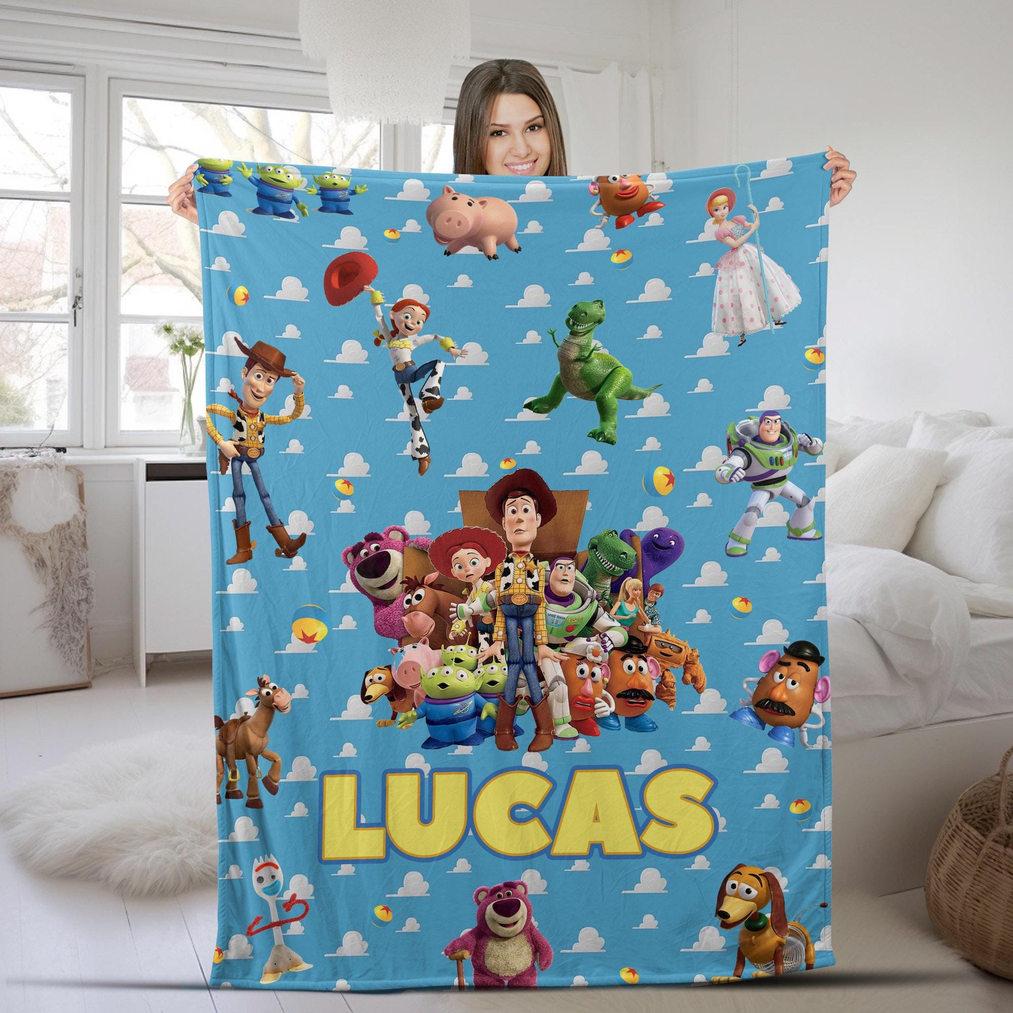 Discover Personalized Disney Toy Story Blanket, Custom Name Baby Disney Blanket, Toy Story Family Birthday Boy Blanket, Birthday Girl Blanket