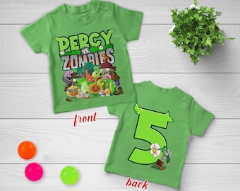 Personalized Plants vs Zombies Birthday Shirt/ Plants vs Zombies Family Birthday Party Tee/Personalized Boy Girl Birthday Shirt D3FI03