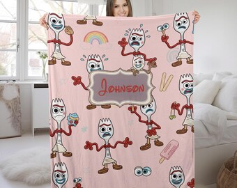 Personalized Disney Forky Blanket, Woody Buzz Lightyear Blanket, Disney Toy Story blanket, Birthday Boy Girl gift blanket, Xmas Gift G5OP13