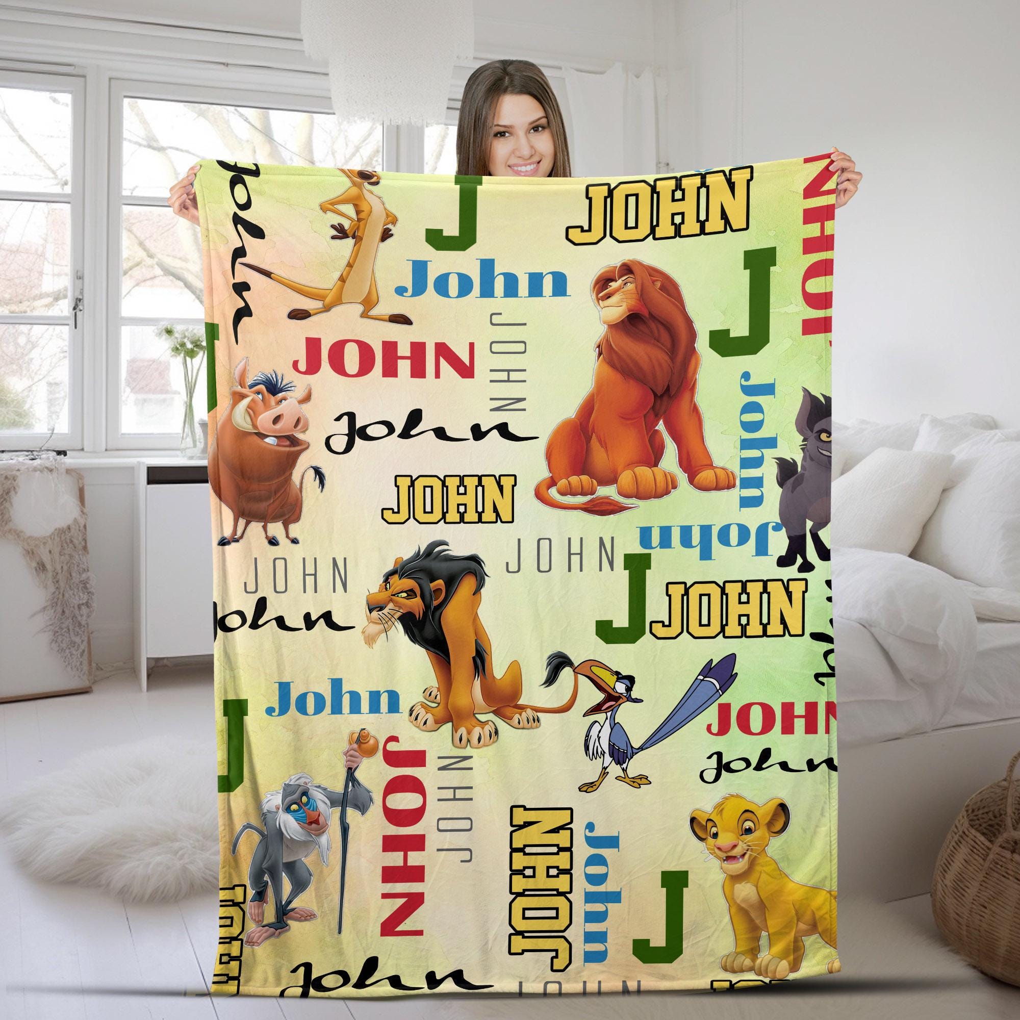 Discover Personalized Disney the Lion King Blanket, Simba Timon Pumbaa Baby Blanket, WDW Disneyland Birthday Gift, Hakuna Matata