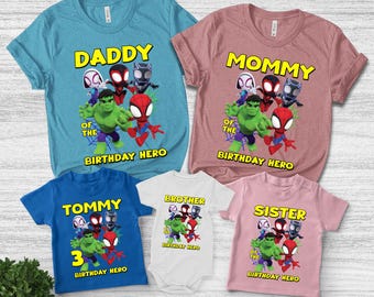 Spidey Birthday Shirt with Matching Family Shirts Available - Boy's Spidey and His Amazing Friends Birthday Shirt BXIX09