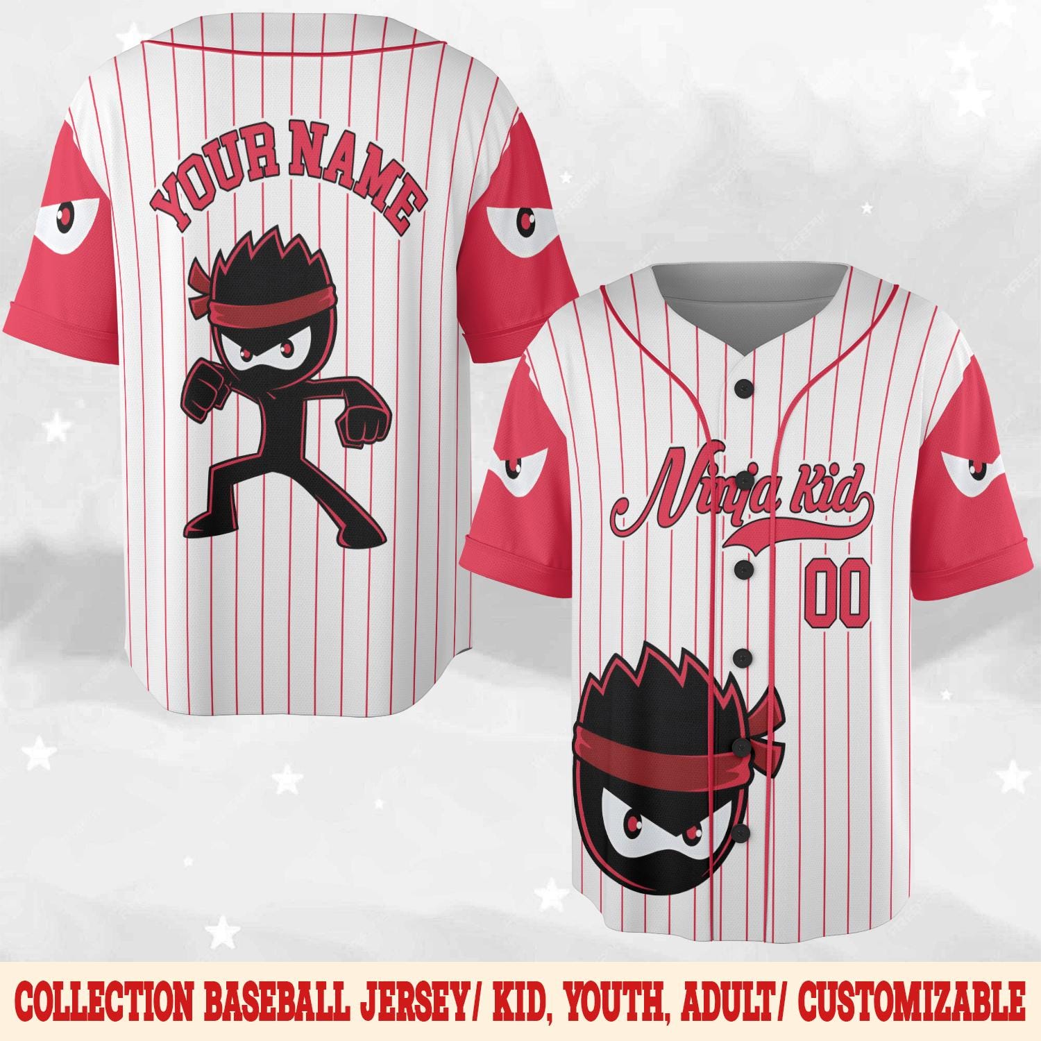 Discover Custom Ninja Kidz Baseball Jersey, Personalized Kids Name Age Matching Outfit
