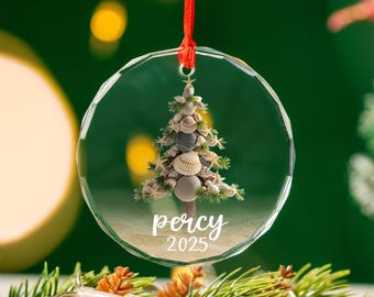 Personalized Coastal Christmas Ornament, Coastal Christmas Tree With Shell, Starfish, Beach Ornament,Beachy Starfish Acrylic Ornament BZIB26