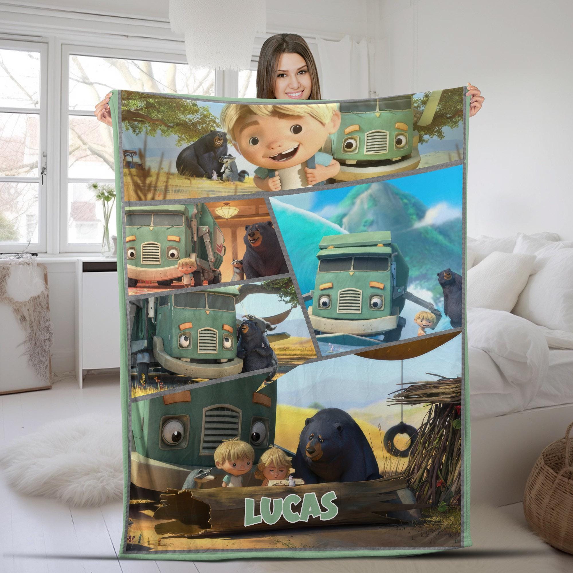 Discover Personalized Trash Truck Blanket, Trash Truck Birthday Gifts, Trash Truck Cartoon Blanket, Christmas Gift, Birthday Gifts for Kids
