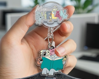 Porta credencial retráctil con nombre personalizado de cerditos y elefantes, regalo para profesores, para viajes escolares, JCRS11