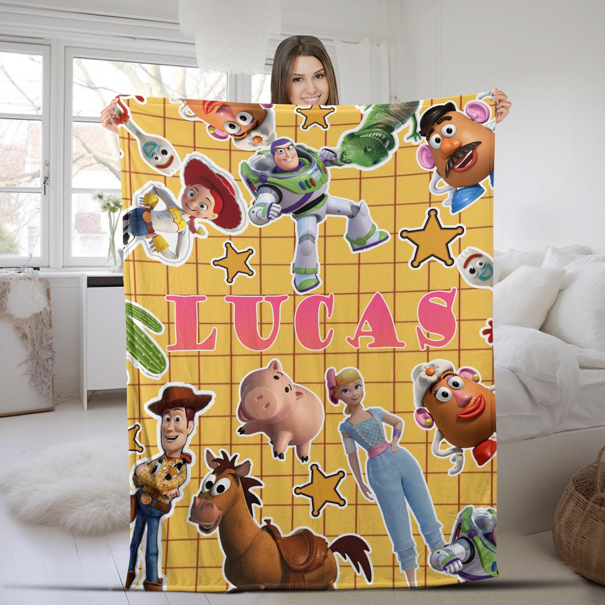 Discover Personalized Toy Story Disney Character Blanket, Woody Buzz Lightyear Jessie Blanket, Disney blanket, Birthday Girl Blanket