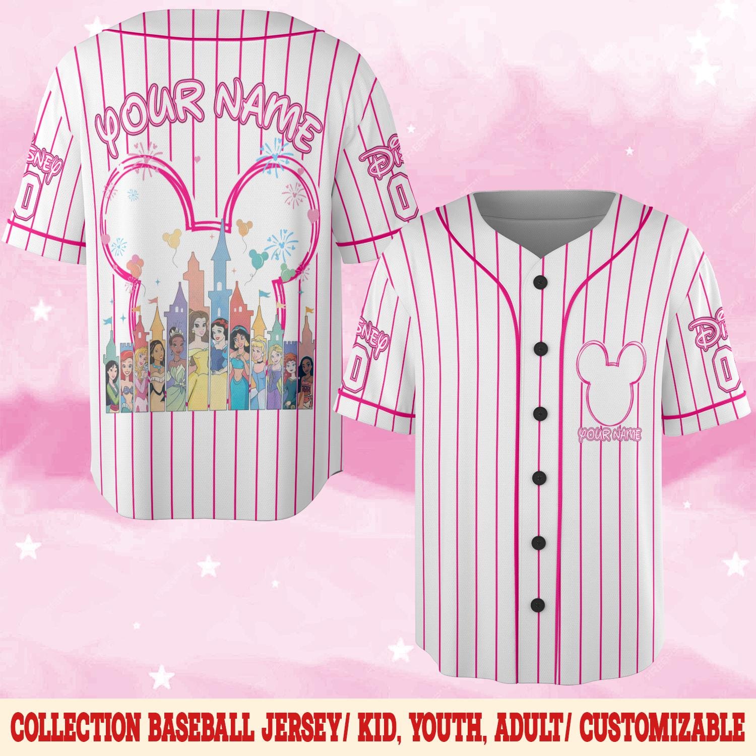Discover Princess Baseball Jersey, Custom Princess Women Baseball Team Shirt, Magic Kingdom Princess Mickey Eras Girls Trip Birthday Outfit