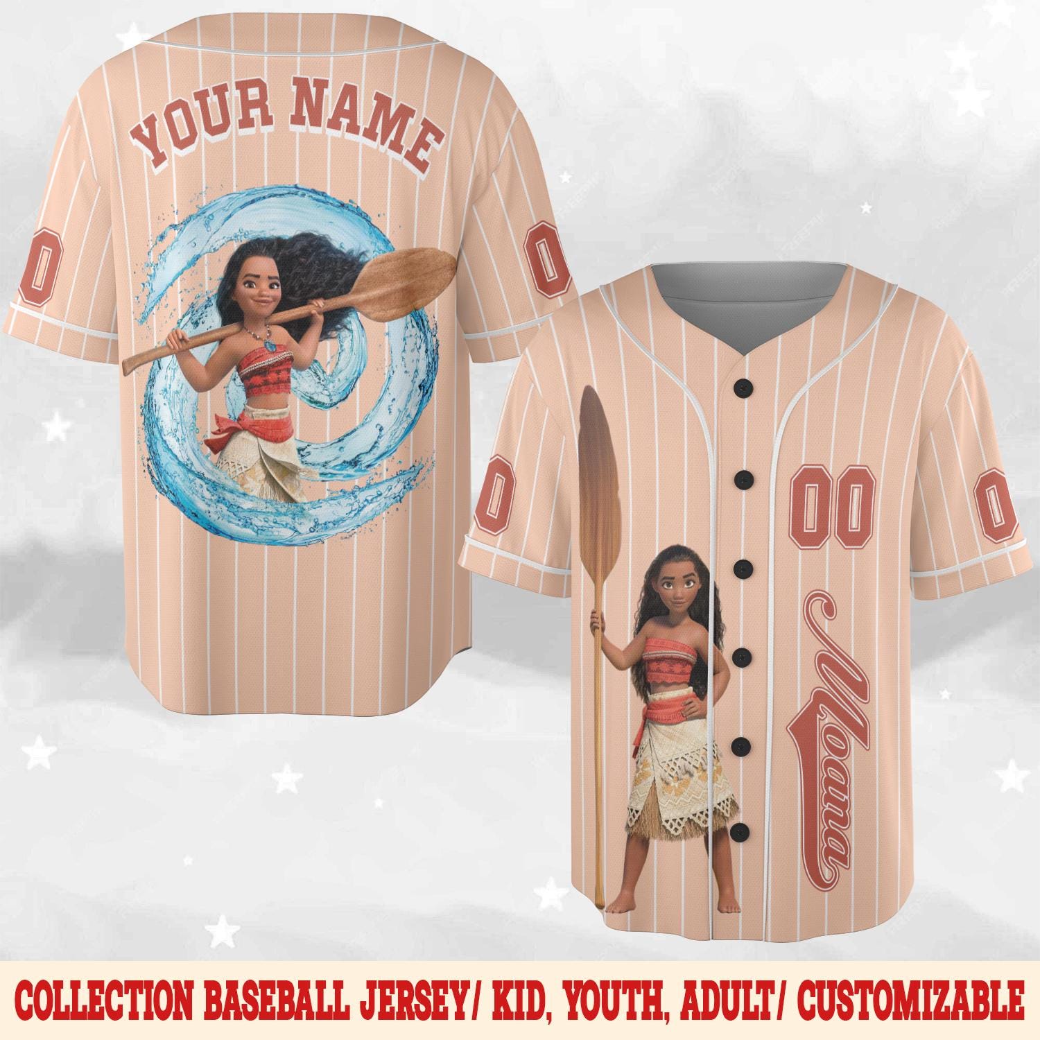 Discover Personalized Moana Baseball Jersey, Custom Disney Princess Baseball Shirt, Moana Fan Gift, Matching Disney Trip Outfit