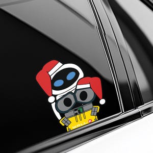 Wall-e and Eve Peeker Transparent Car Decal/ Pixar Peekaboo Window Bumper Vinyl Disney Luggage Helmet Guitar Laptop Jumbo Sticker BZHW23