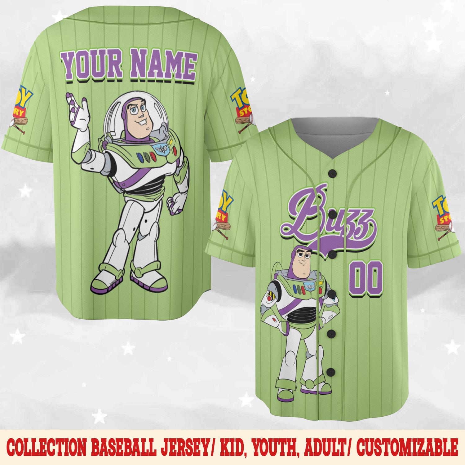 Discover Custom Buzz Lightyear Toy Story Baseball Jersey, Disney Jersey for Kids & Adults, Vintage Team Outfit for Disney Fans