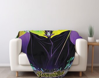 Custom Maleficent Villain Fleece Blanket, Maleficent Sleeping Beauty Blanket, Magic Kingdom Throw Blanket Couch Sofa, Christmas Gift NGV229